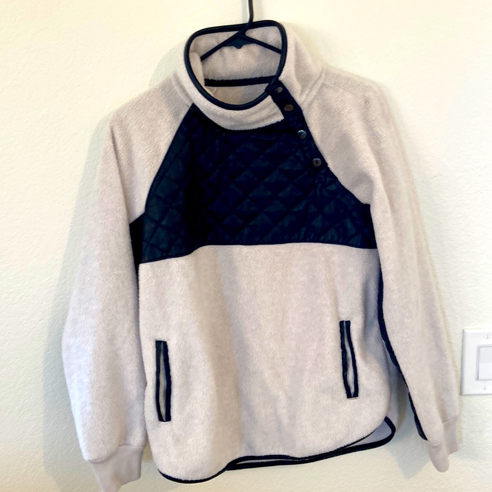 Abercrombie and Fitch fleece and faux leather pullover. Size S